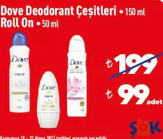 DOVE DEODORANT ÇEŞİTLERİ 150 ML / ROLL ON 50 ML DOVE DEODORANT ÇEŞİTLERİ 150 ML / ROLL ON 50 ML